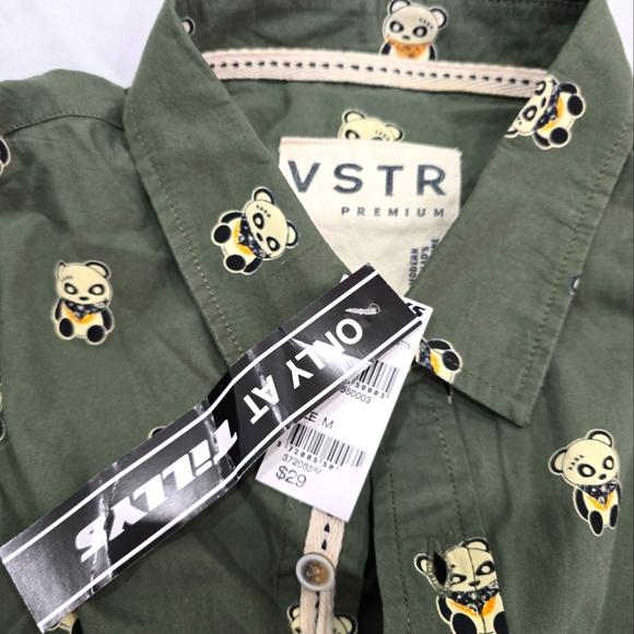 Tillys VSTR Panda Print Short Sleeve Button Up [52] - Picture 3 of 4